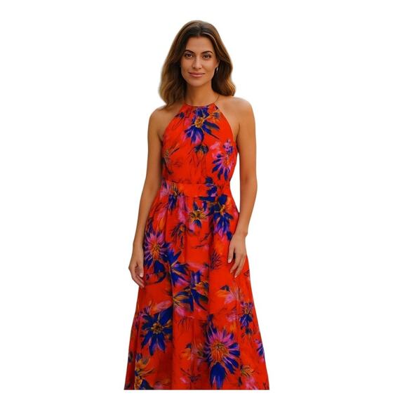 Bisou Bisou 8 Orange Women's Sleeveless Maxi BOHO Sun Dress Miss Size Medium M - Picture 1 of 6